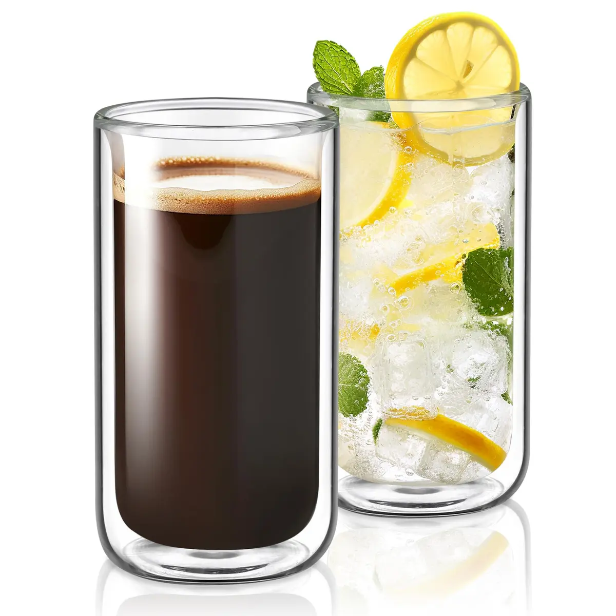 Joeyan Double Walled Beer Drinking Glasses 360ml | Insulated Thermo Glass Tumbler for Hot & Cold Drinks - main product image