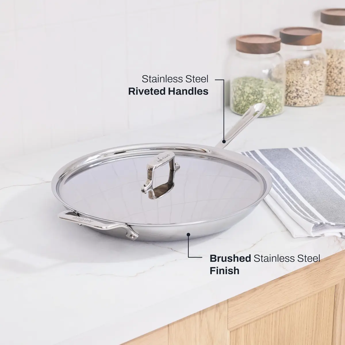 All-Clad D5 Stainless Steel 10" Frying Pan with Lid | Made in USA, Oven Safe up to 600°F - view 5