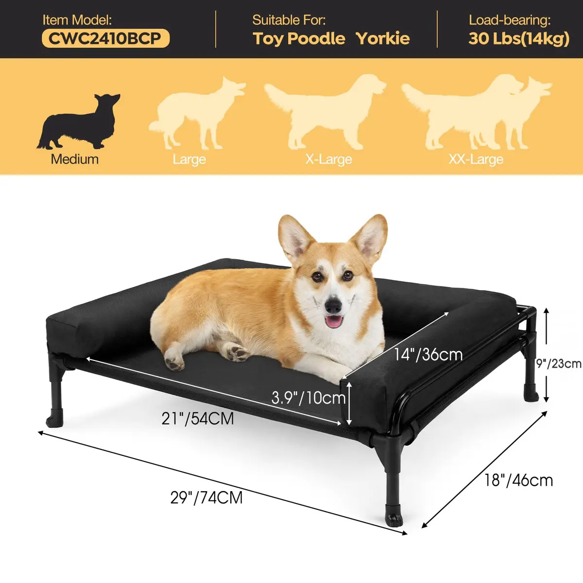 Veehoo Outdoor Elevated Dog Bed-Cooling Raised Dog Cot for Medium Sized Dog | Durable Steel Mesh & No-Slip Feet - view 5