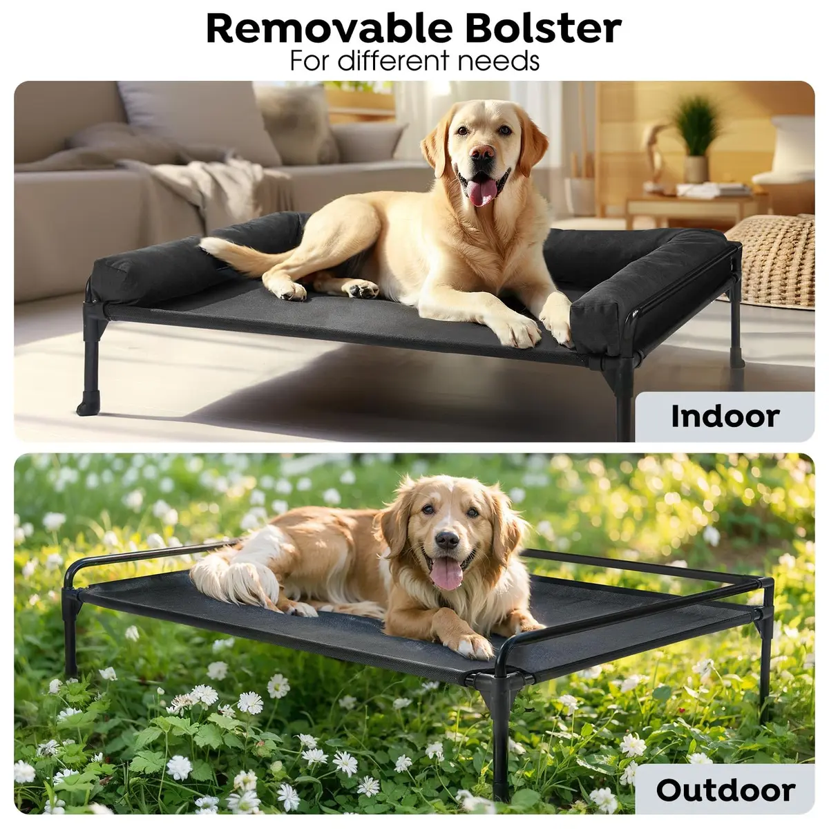 Veehoo Outdoor Elevated Dog Bed-Cooling Raised Dog Cot for Medium Sized Dog | Durable Steel Mesh & No-Slip Feet - view 4