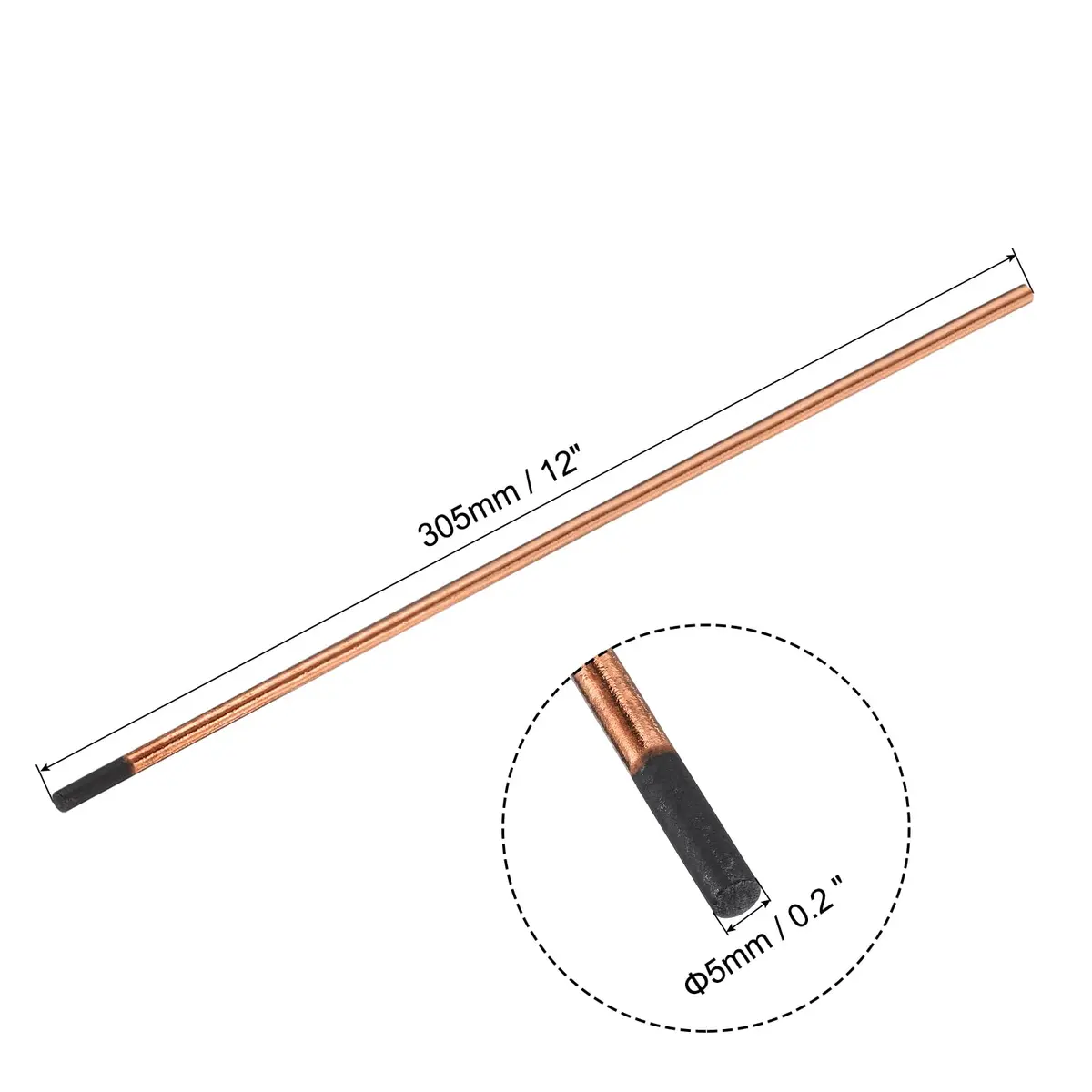 PATIKIL 10pcs 5mmx305mm Carbon Arc Gouging Rods Copper Graphite Coated | High-Temp Resistance & Conductivity - view 2