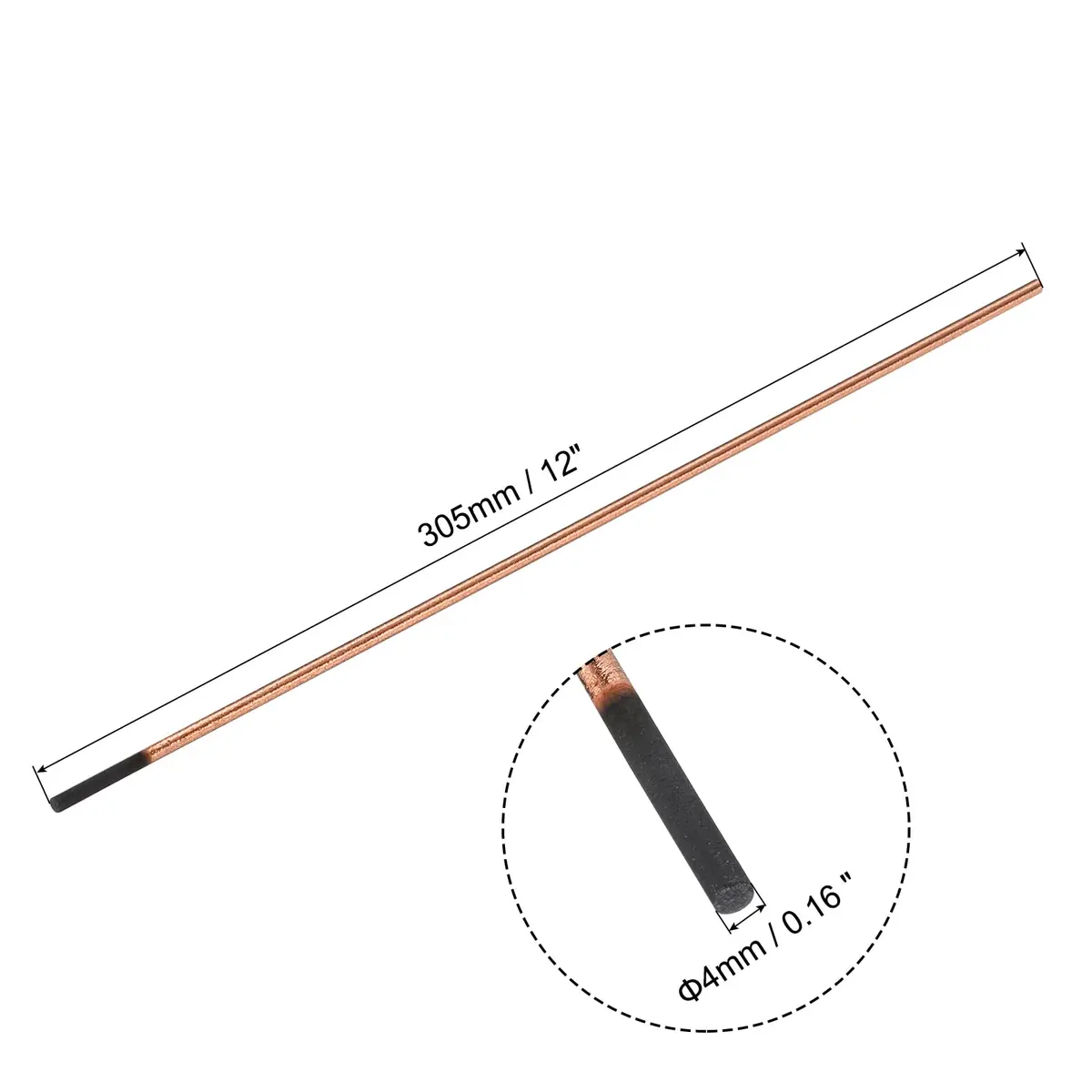PATIKIL 10pcs 4mmx305mm Carbon Arc Gouging Rods Copper Graphite | High-Temp Resistance & Welding Precision - view 2