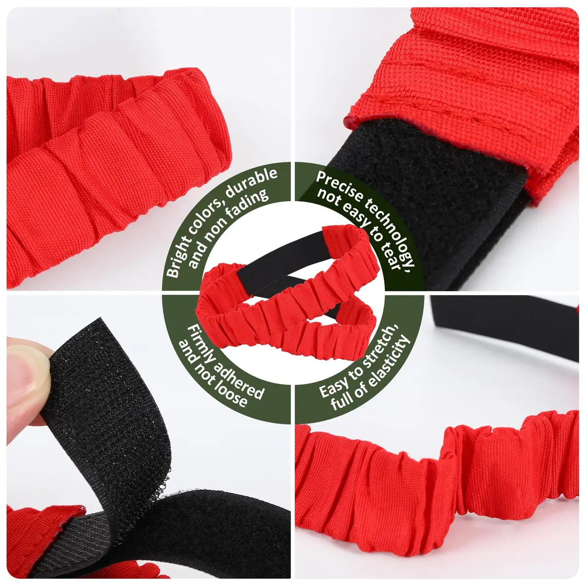 Augshy 8Pcs 3 Legged Race Bands Elastic Tie Rope 48cm-85cm | 4 Assorted Colors for Relay Race Game Carnival Field Day Backyard Party Supplies - view 3