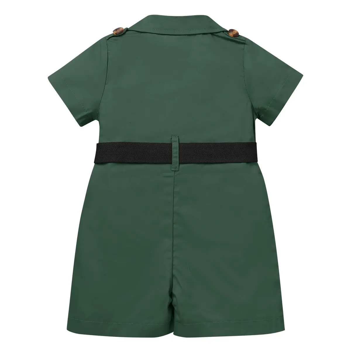 ODASDO Safari Outfit For Baby Girls Boys 1st Birthday Party Cake Smash Toddlers Zookeeper Suit Kids Jungle Forest Adventure Explorer Clothes Short Sleeve Jumpsuit Belt Bodysuit with Hat Green 12-18M - view 3