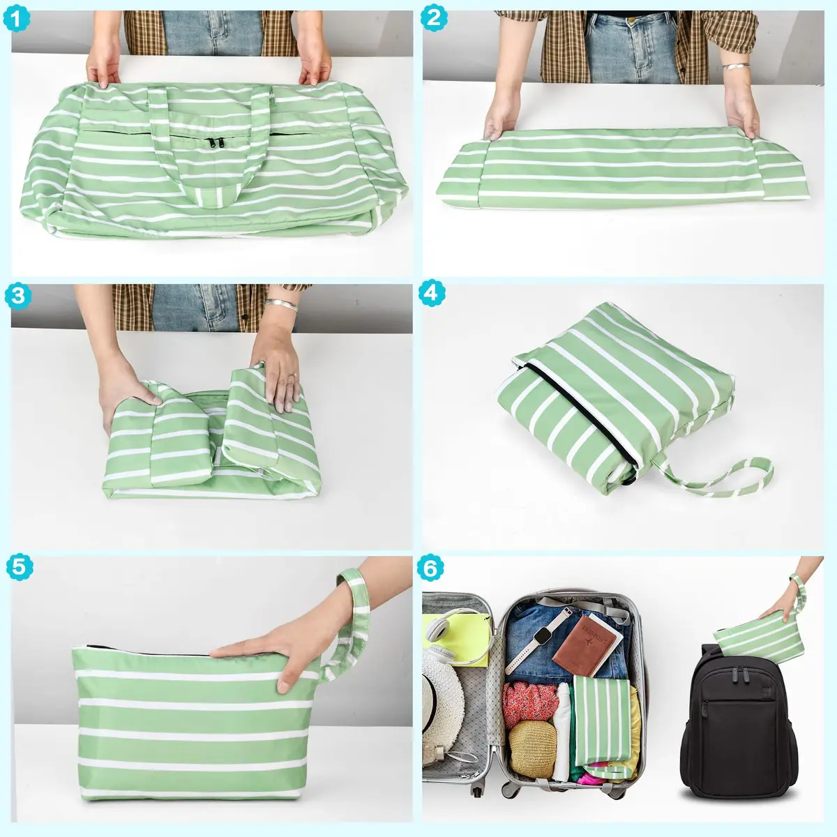 HUANLANG Extra Large Waterproof Beach Bag with Zipper Wet Pocket | 50L Capacity, Sandproof & Durable for Women Men - view 9