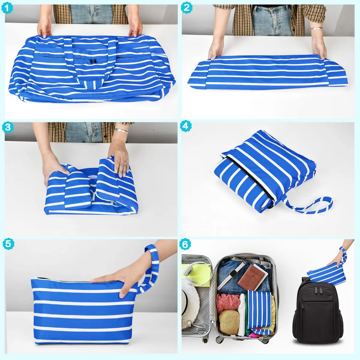 HUANLANG Extra Large Waterproof Beach Bag with Zipper Wet Pocket | 50L Capacity for Women & Men - view 9