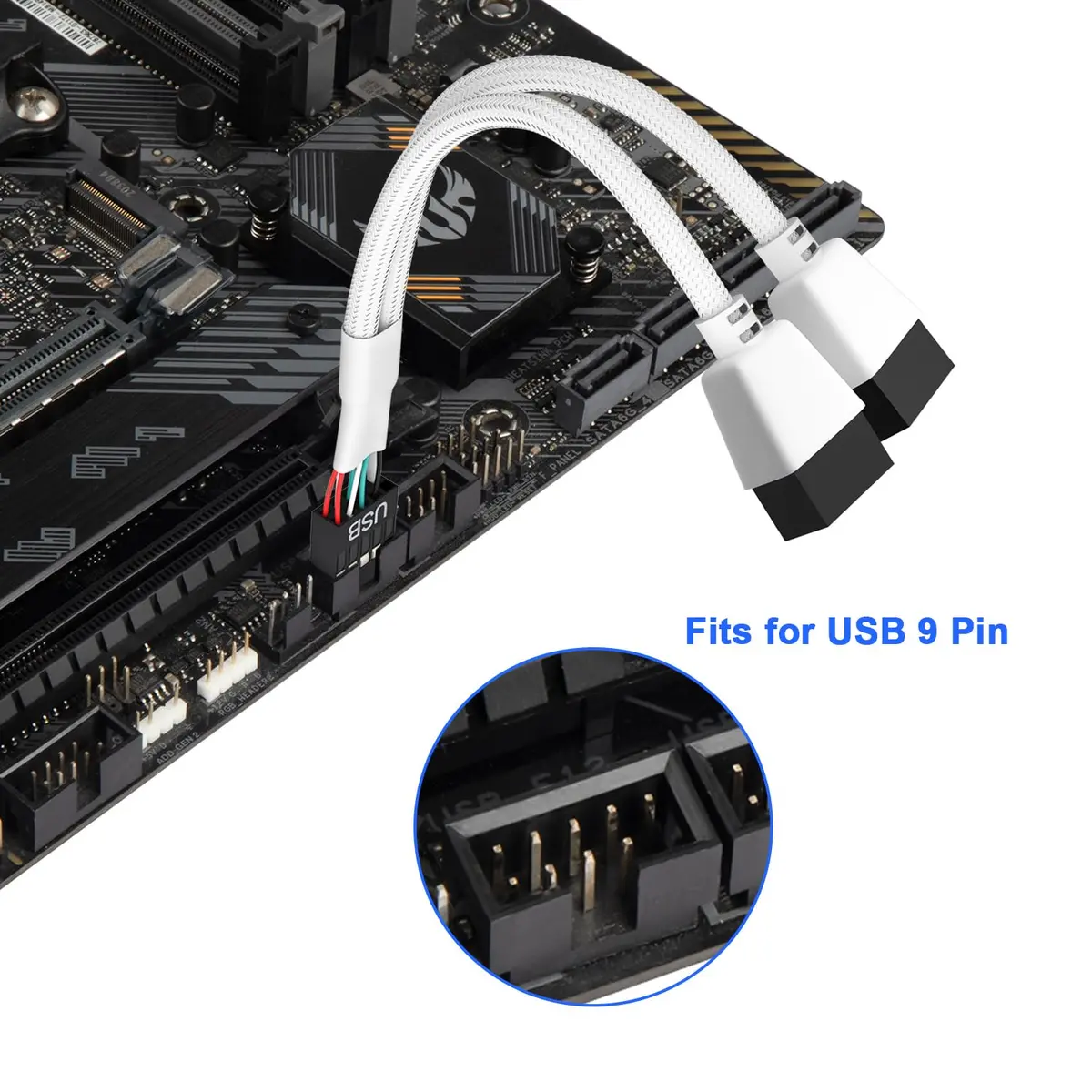 OwlTree 2 Pack Motherboard 9 Pin USB 2.0 to Dual 9 Pin Extension Splitter 16cm (6.3 Inch) | Solves USB Port Shortage - view 3