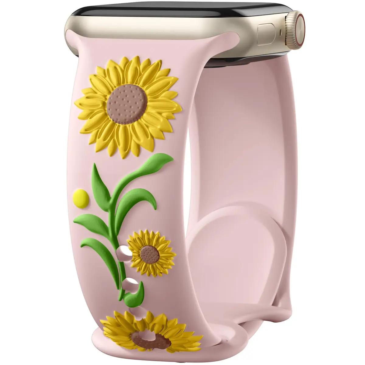 Wepro Floral Silicone Band for Apple Watch 38mm 40mm 41mm 42mm 44mm 45mm 46mm 49mm Women | Embossed Sunflower Design - main product image
