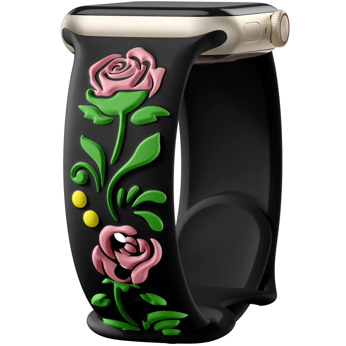 Wepro Floral Silicone Band for Apple Watch 38mm 40mm 41mm 42mm 44mm 45mm 46mm 49mm | Embossed Rose Pattern - main product image