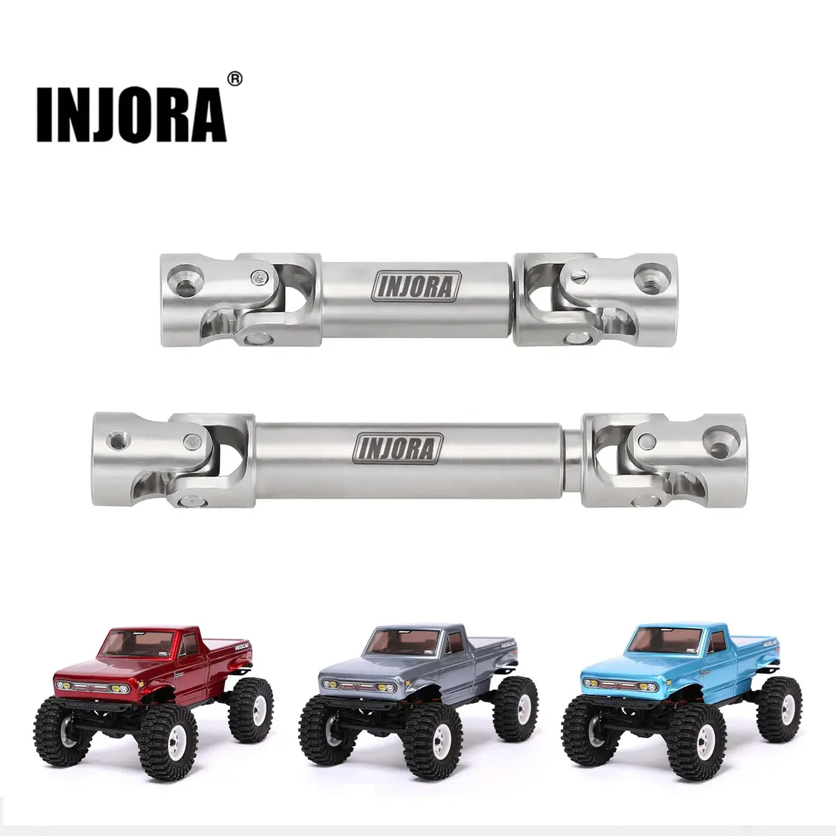 INJORA Stainless Steel Center Drive Shafts for Redcat Ascent-18 Upgrade (2-Pack, Silver) - view 7