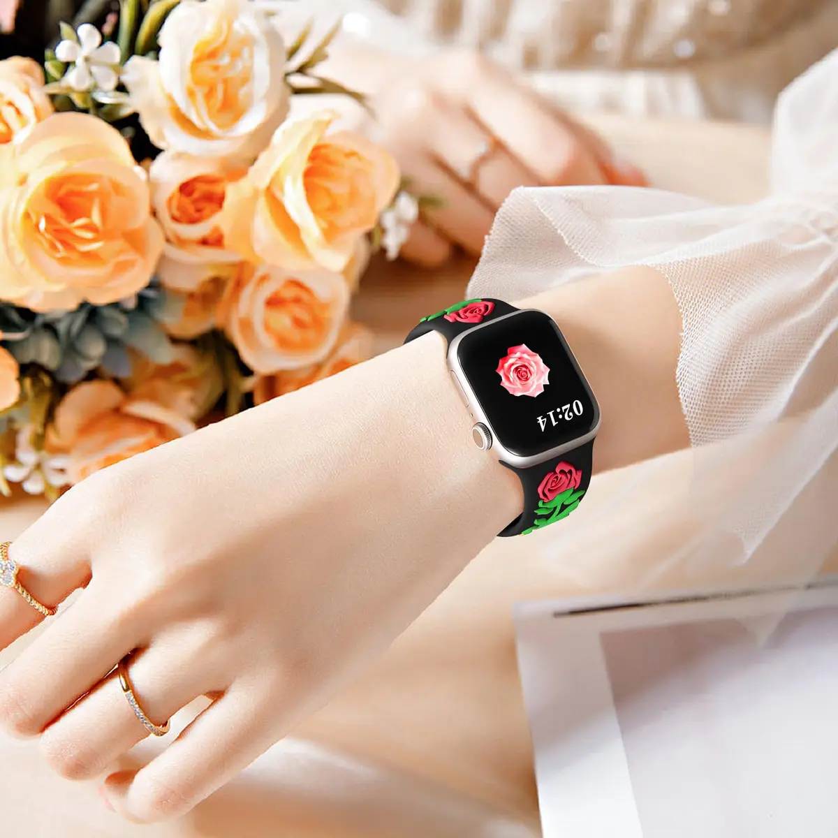Wepro Floral Embossed Silicone Band for Apple Watch 38mm 40mm 41mm 42mm 44mm 45mm 46mm 49mm | Compatible with All Series - view 8
