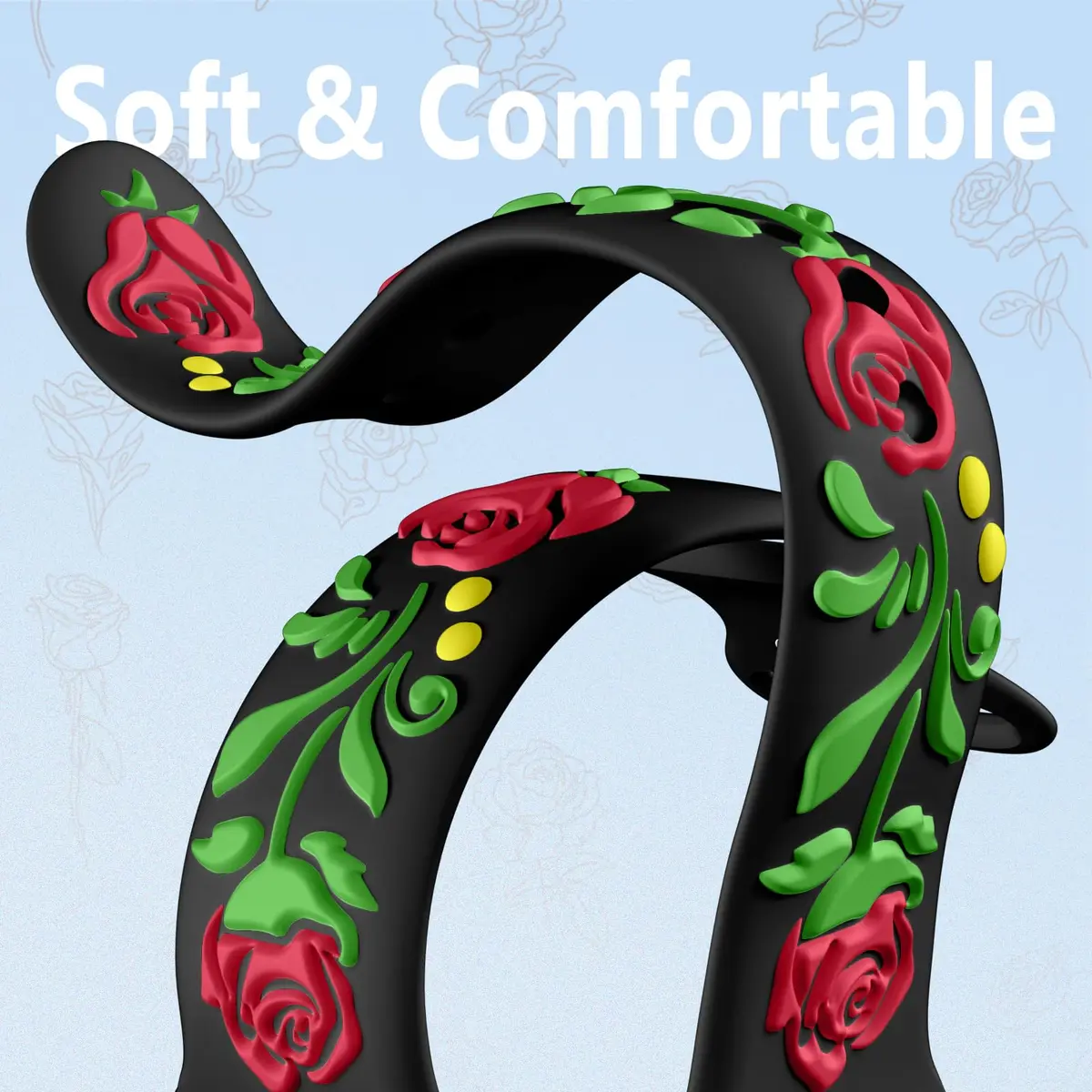 Wepro Floral Embossed Silicone Band for Apple Watch 38mm 40mm 41mm 42mm 44mm 45mm 46mm 49mm | Compatible with All Series - view 4