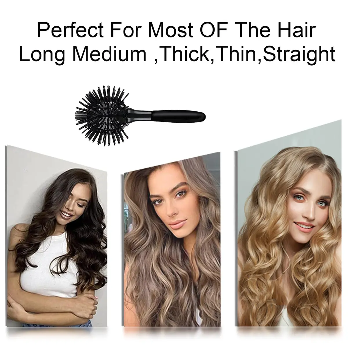 Aaiffey 3D Round Hair Brush 10.5cm (4.13in) | Detangles & Styles Thick Curly Hair - view 4