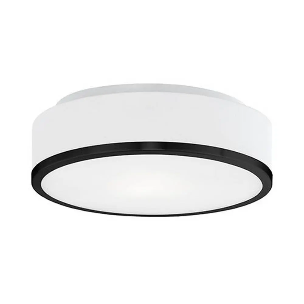 Kuzco Charlie 12in LED Flush Mount Black Opal Glass | Modern Steel Ceiling Light - main product image