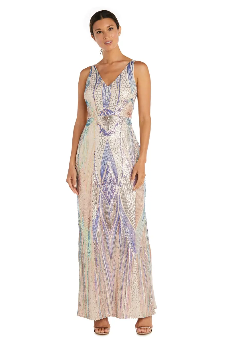 NIGHTWAY Long Sleeveless Sequined Gown with Leg Slit | Hollywood Glamour in India (70-120 chars) - main product image