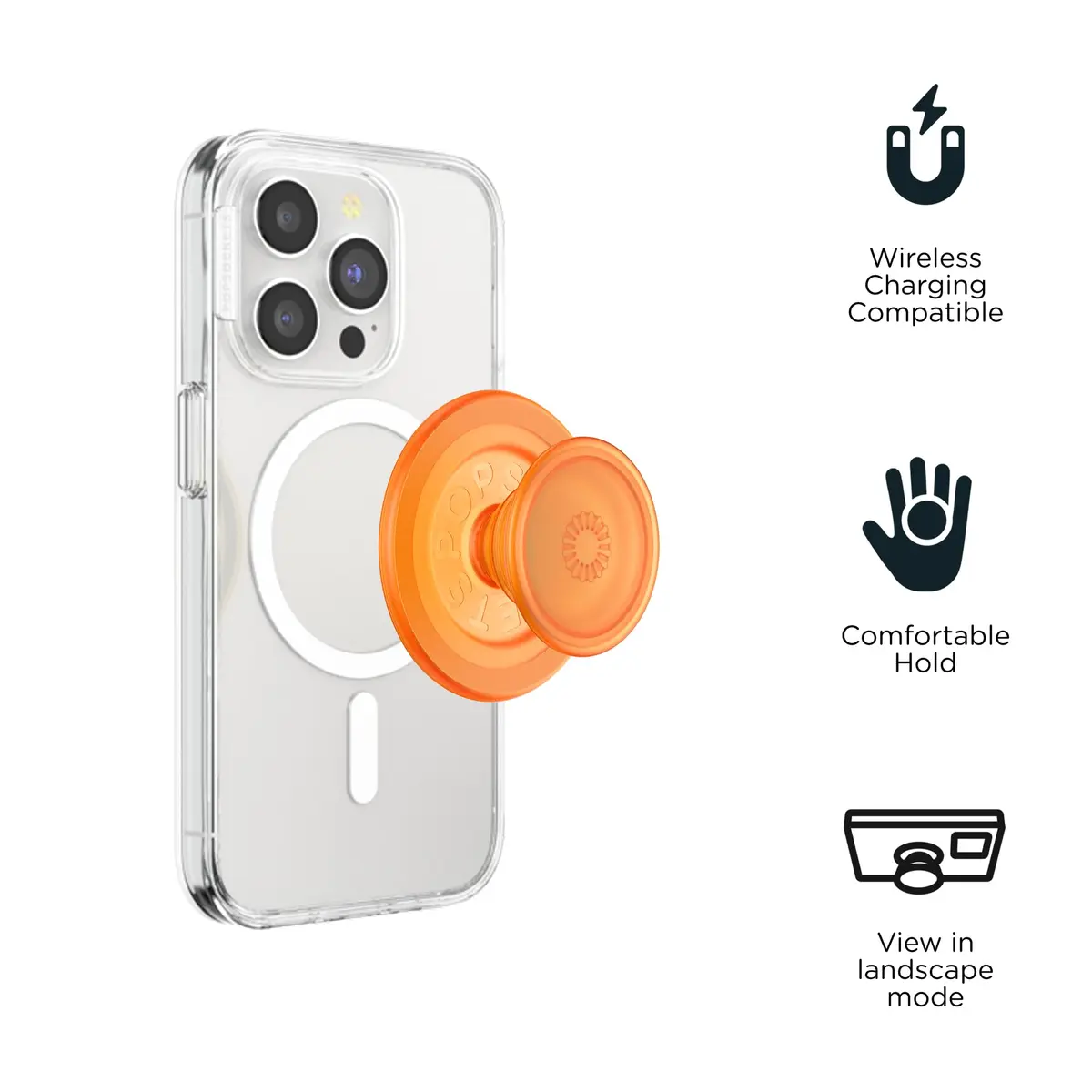 PopSockets Phone Grip for MagSafe Orange Zest | Magnetic MagSafe Compatible Stand & Grip - view 4