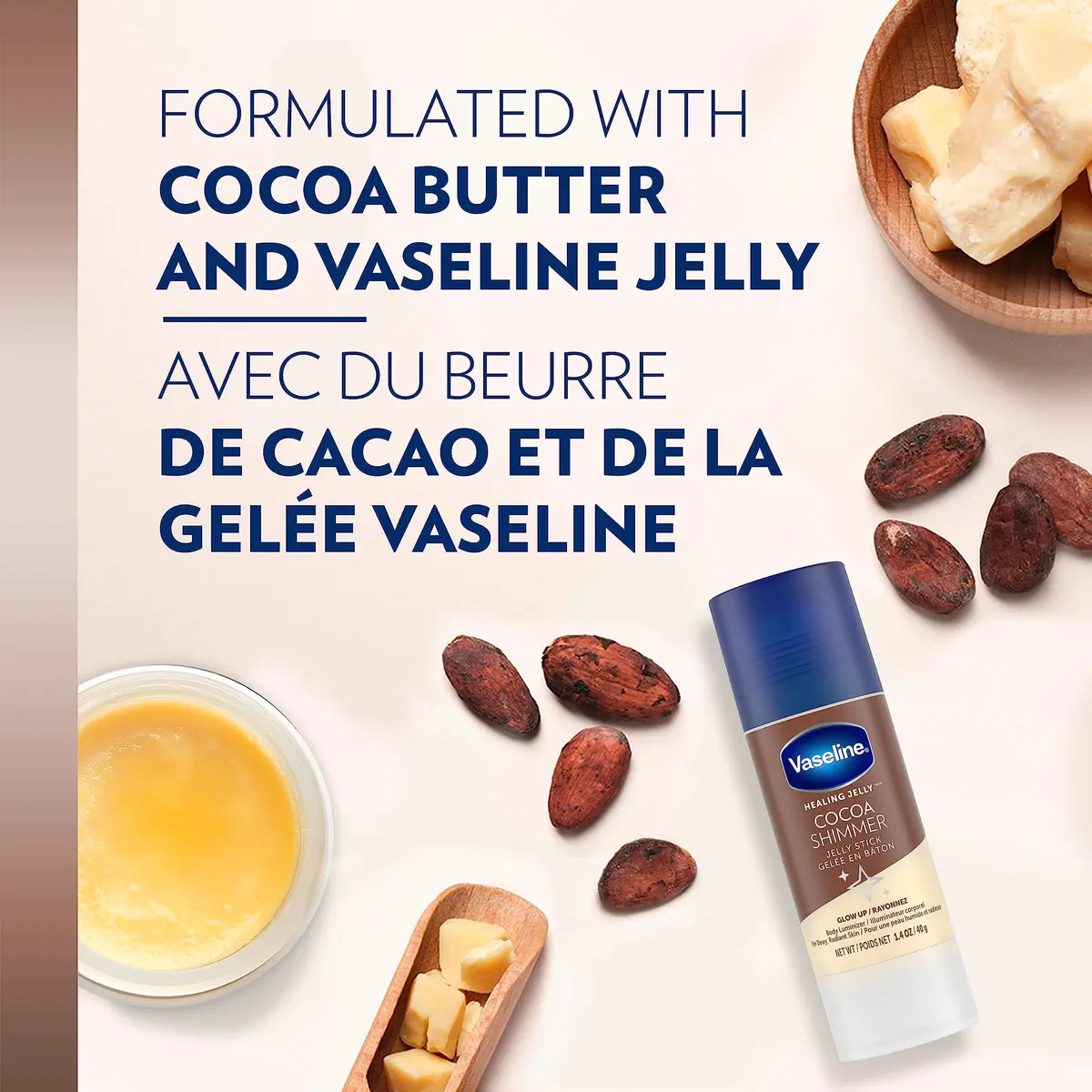 Vaseline Cocoa Shimmer Jelly Stick 1.4 Oz | Luminous Body Highlighter & Moisturizer for Glowing Skin - view 2