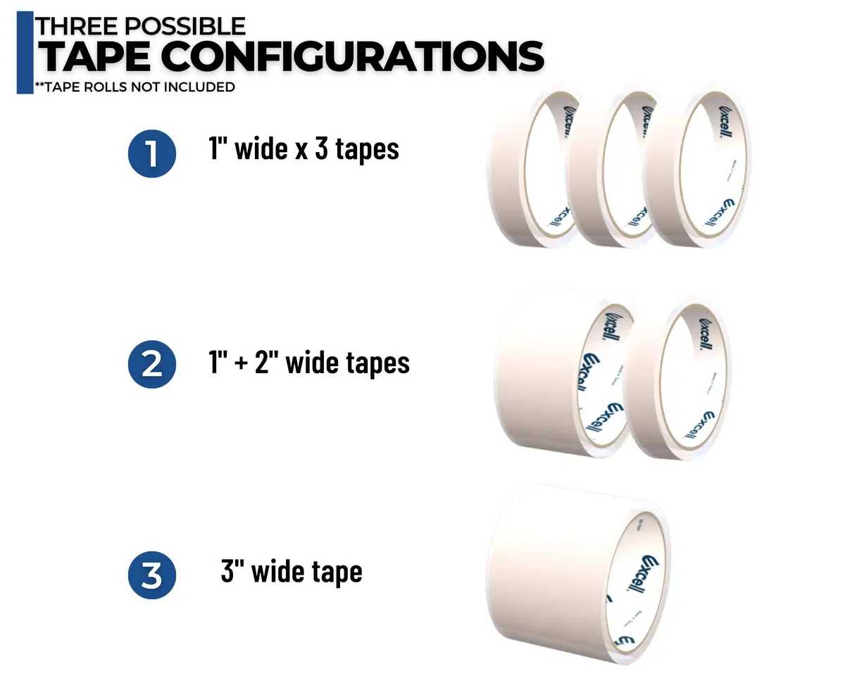 ICO by Excell Triple Premium Extra Wide Metal Multi-Rolls Desktop Tape Dispenser, 3-inch Core, 12-Pack | Holds 3-inch Wide Rolls - view 4