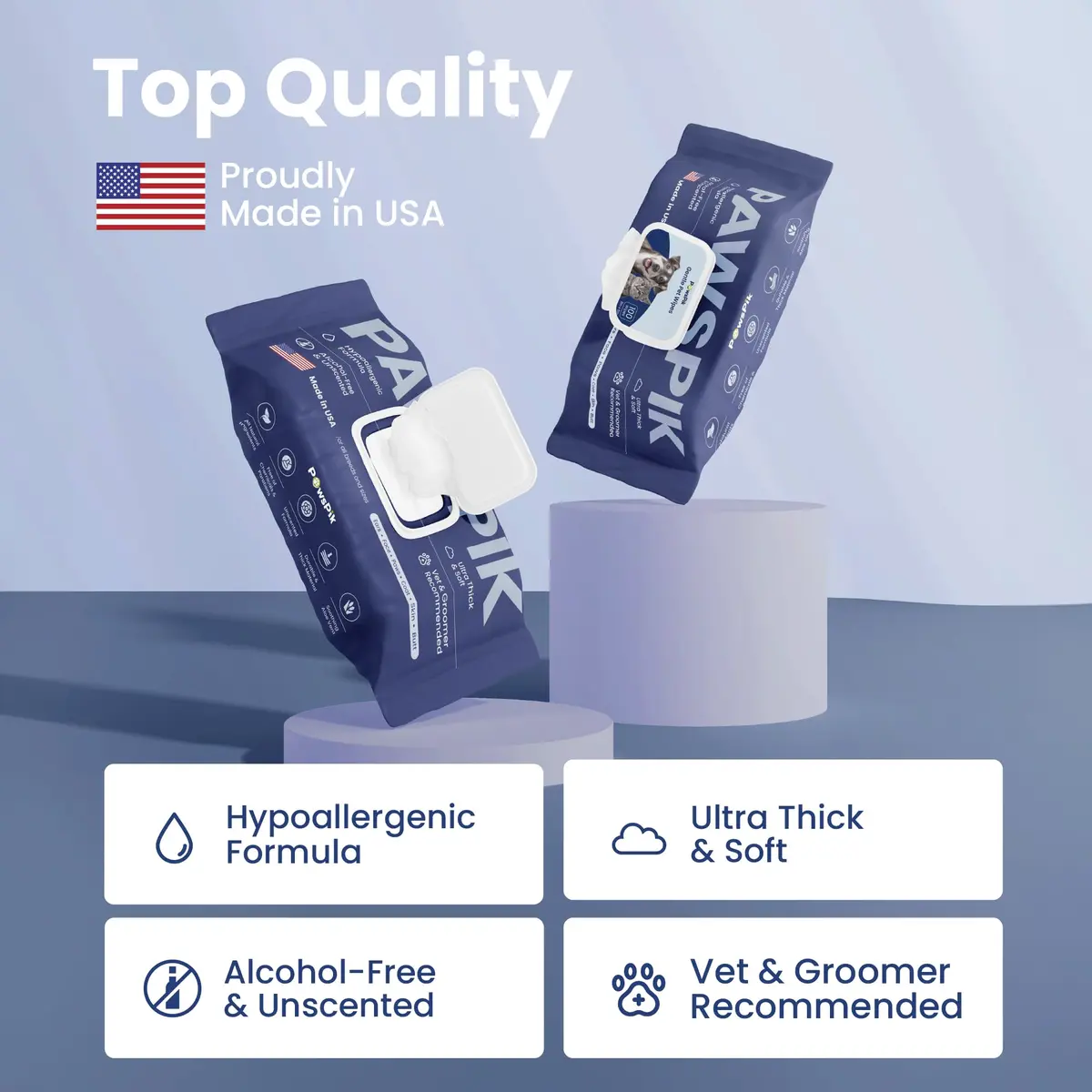 PAWSPIK Made in USA Pet Wipes Large 100 Count | Gentle & Hypoallergenic for Sensitive Skin - view 2