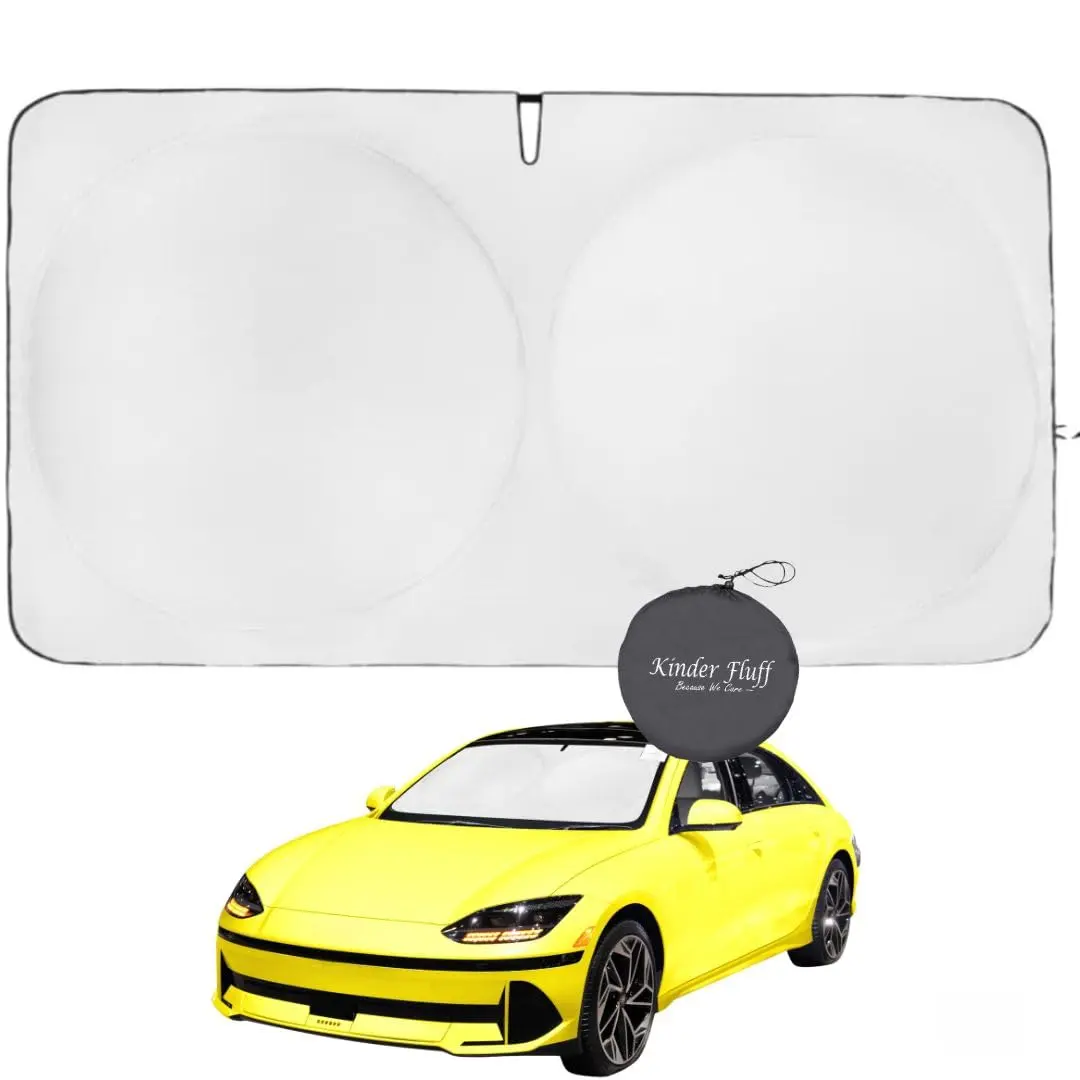 kinder Fluff Windshield Sun Shade Medium 155cm (61in) x 81cm (32in) | Certified 99.87% UVB & 99.02% UVA Protection - main product image