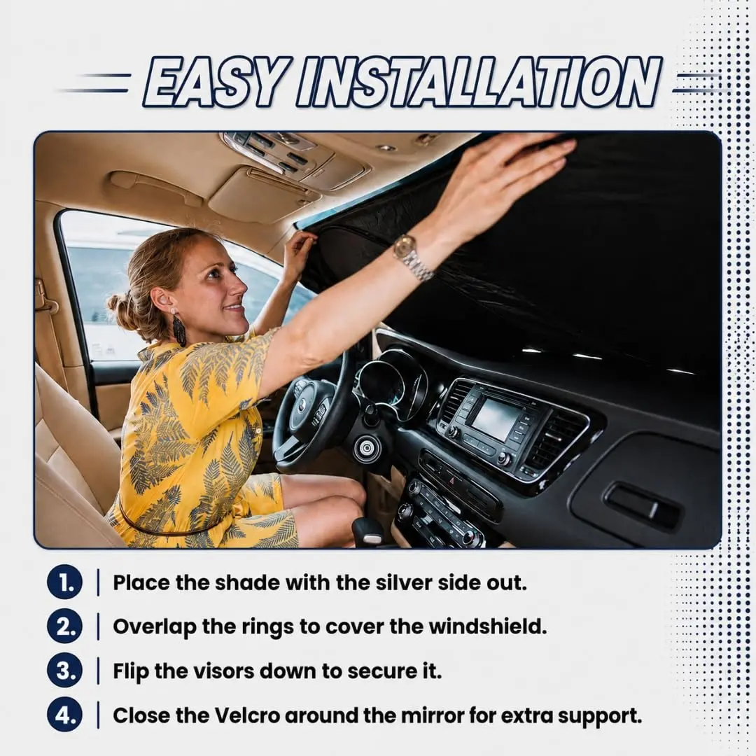 kinder Fluff Windshield Sun Shade Medium 155cm (61in) x 81cm (32in) | Certified 99.87% UVB & 99.02% UVA Protection - view 6