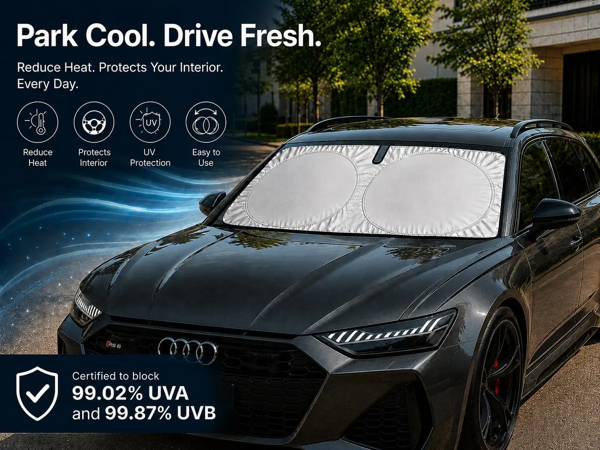 kinder Fluff Windshield Sun Shade Medium 155cm (61in) x 81cm (32in) | Certified 99.87% UVB & 99.02% UVA Protection - view 9
