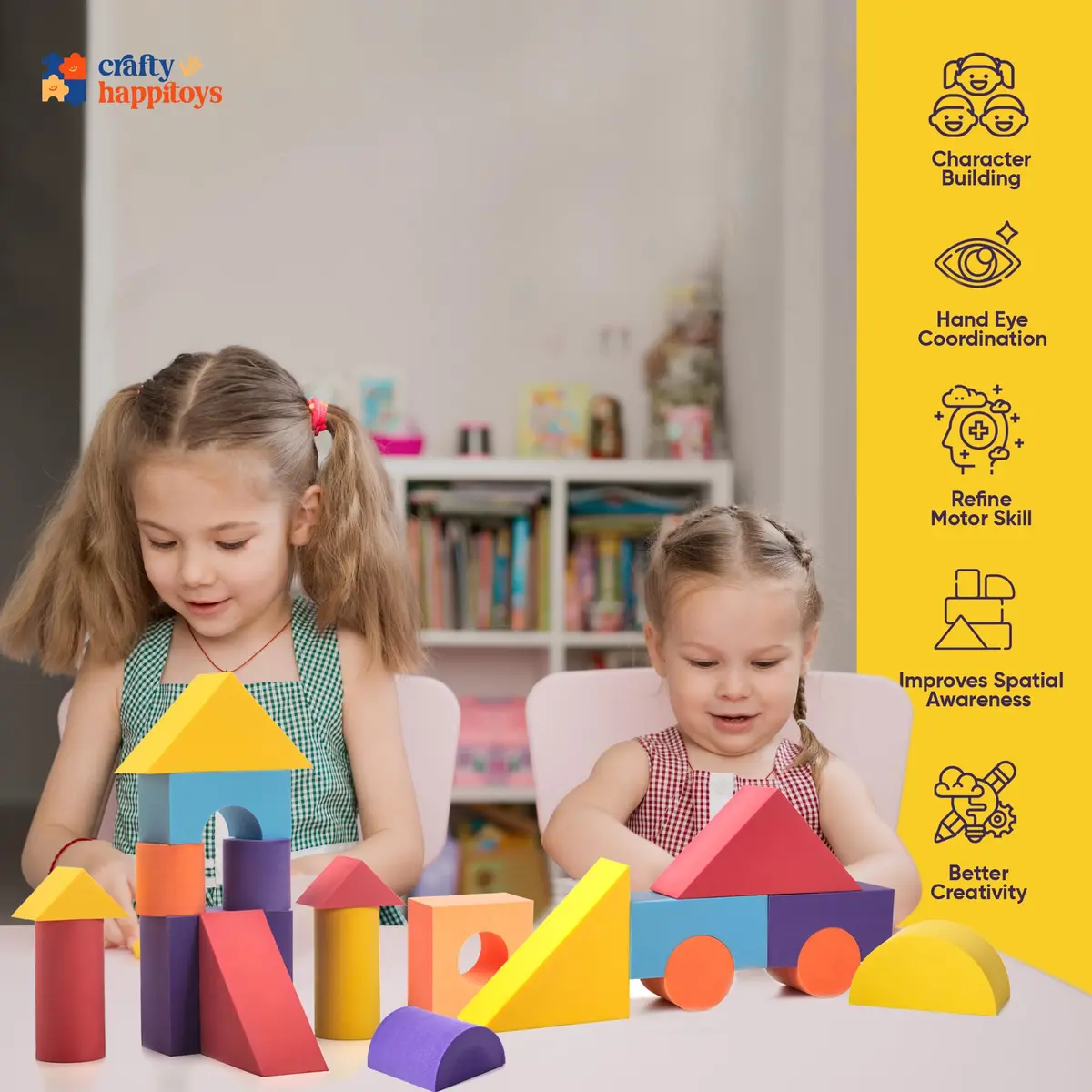 CRAFTY HAPPITOYS 34 Large Foam Blocks for Toddlers | Soft Building Set for Kids - view 4
