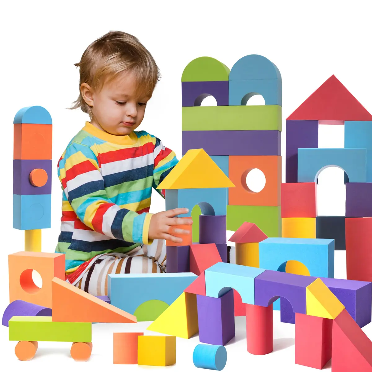 CRAFTY HAPPITOYS 34 Large Foam Blocks for Toddlers | Soft Building Set for Kids - main product image