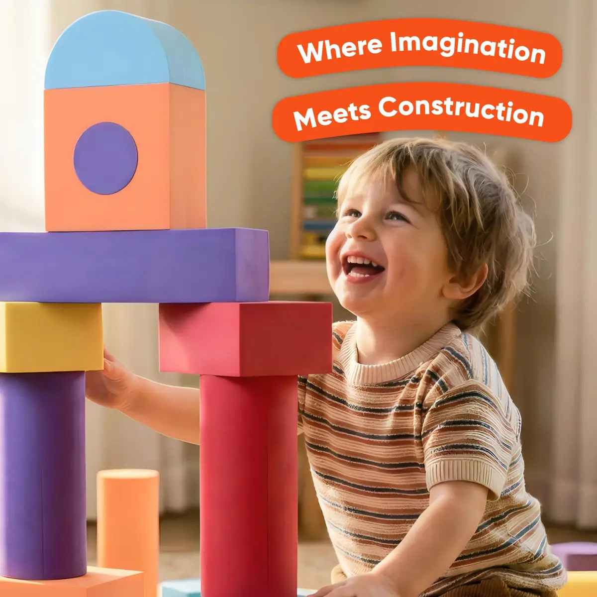 CRAFTY HAPPITOYS 34 Large Foam Blocks for Toddlers | Soft Building Set for Kids - view 8