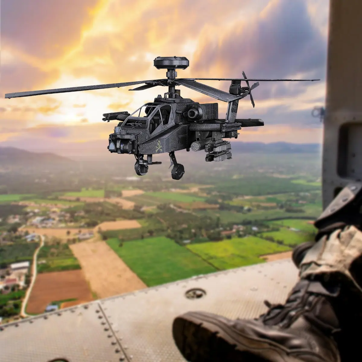Piececool AH-64 Apache 3D Metal Model Kit 145 Pcs | Educational STEM Building Toy - view 5