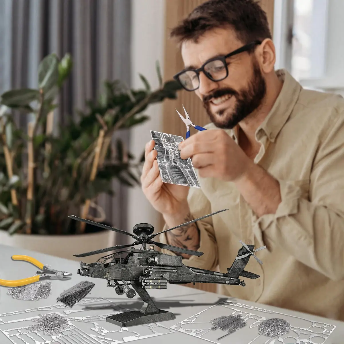 Piececool AH-64 Apache 3D Metal Model Kit 145 Pcs | Educational STEM Building Toy - view 2