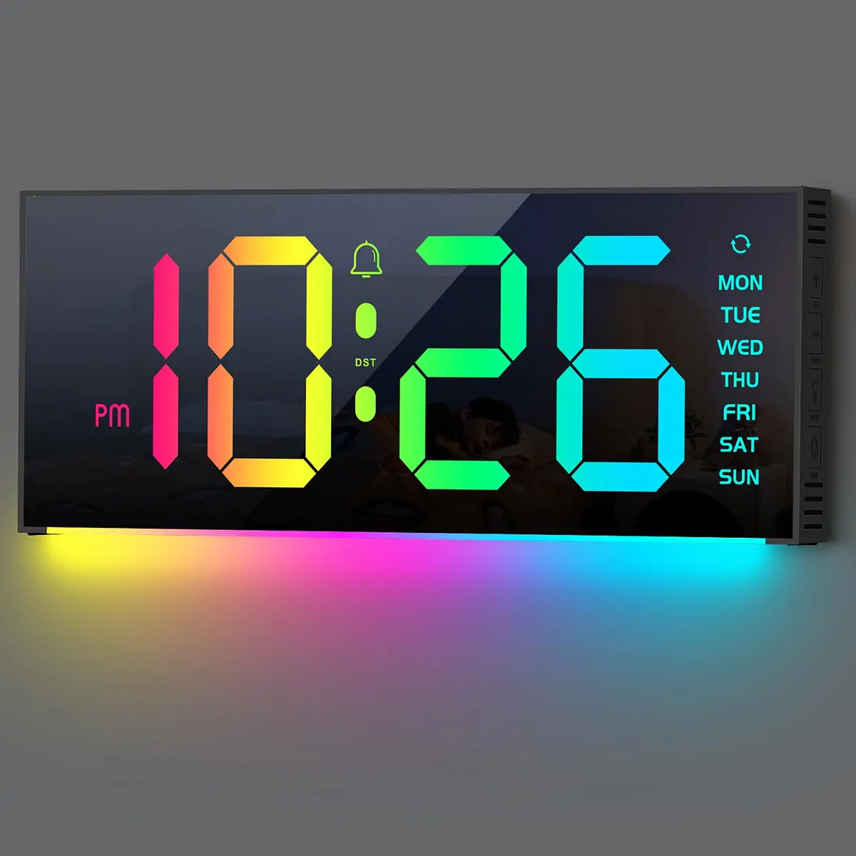 Abovsare Digital Wall Clock Large Display 13" | RGB Colors, Night Light, Remote Control (70-120 chars) - main product image