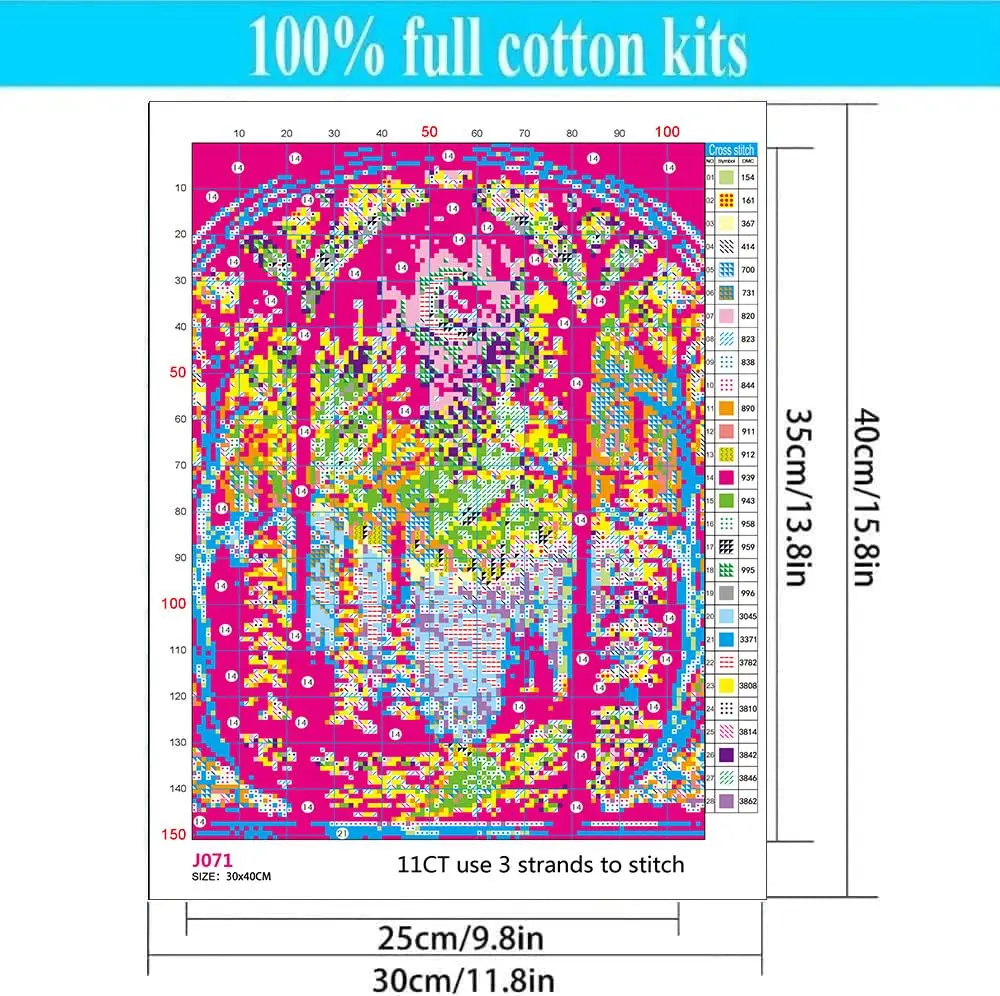 WUSARPLY Starry Night Stamped Cross Stitch Kits for Beginners Adults | 11CT Pre-Printed Canvas, Art Deco Style, 15.8x11.8 inch - view 6
