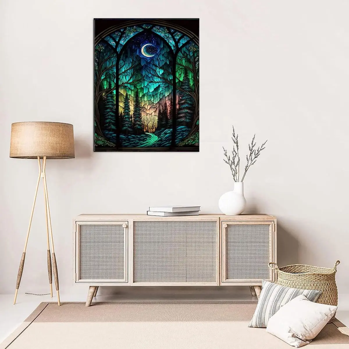WUSARPLY Starry Night Stamped Cross Stitch Kits for Beginners Adults | 11CT Pre-Printed Canvas, Art Deco Style, 15.8x11.8 inch - view 2