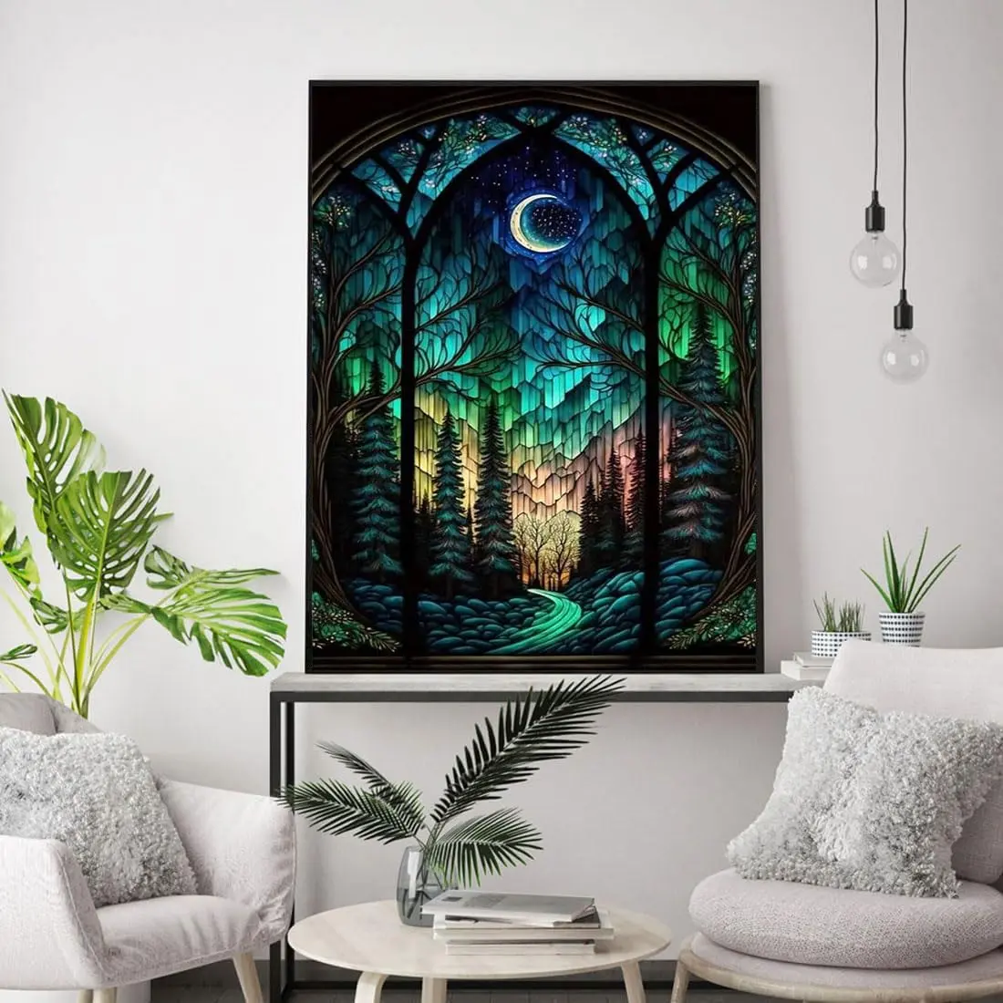 WUSARPLY Starry Night Stamped Cross Stitch Kits for Beginners Adults | 11CT Pre-Printed Canvas, Art Deco Style, 15.8x11.8 inch - view 3