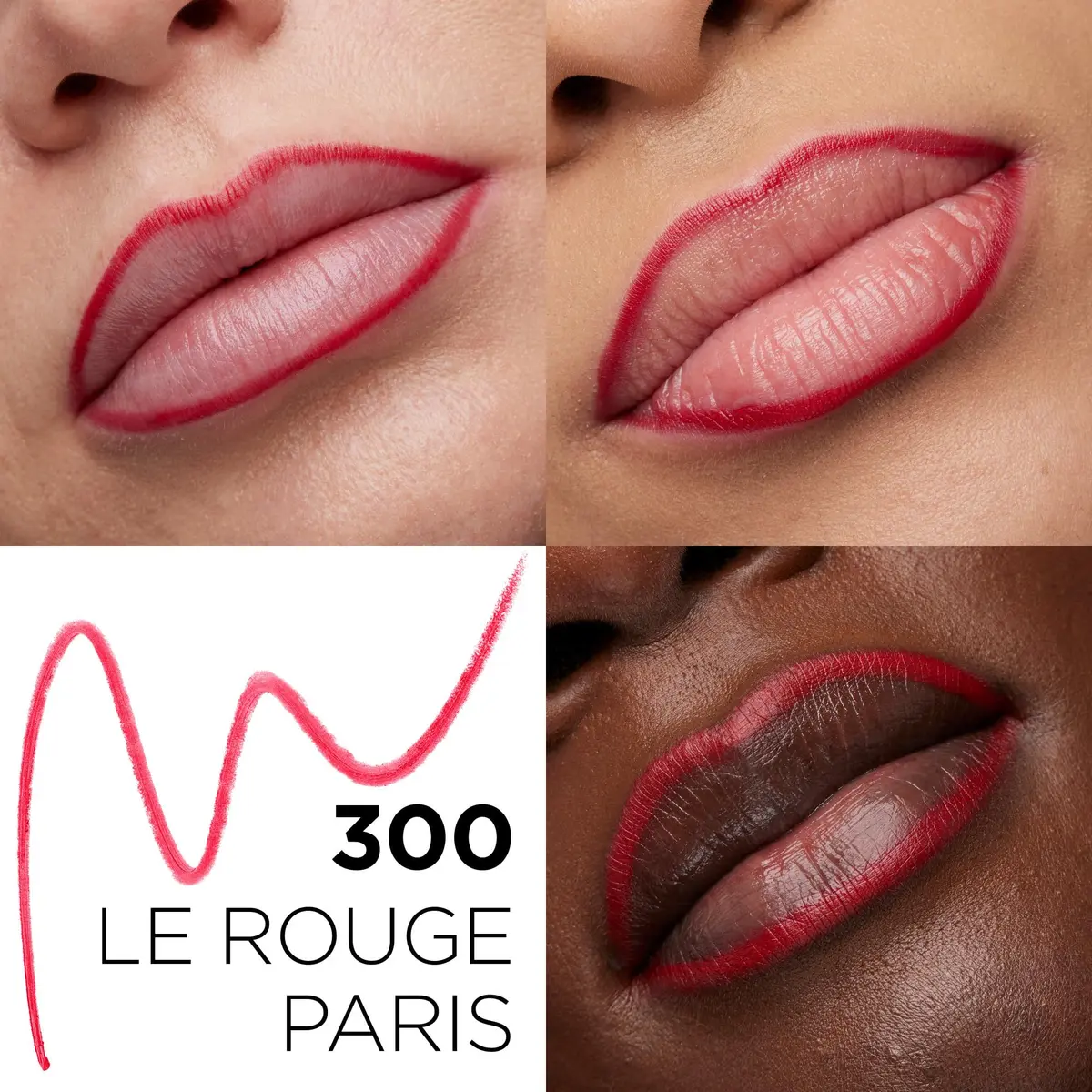 L'Oreal Paris Colour Riche Lip Liner Pencil, Creamy Lip Contour with Omega 3 & Vitamin E, 300 Le Rouge Paris (True Red) | Full Lip Definition - view 2