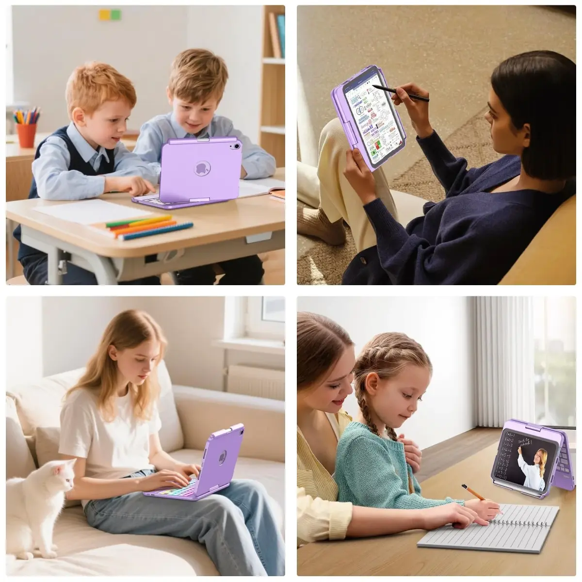 FUWANG Purple Keyboard Case for iPad mini 7/6 8.3-inch | 360° Rotating, Backlit, Trackpad - view 8