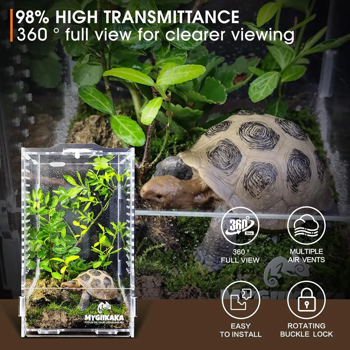 MYGIIKAKA Acrylic Jumping Spider Habitat 20cm (7.87") | Clear View Insect Terrarium for Small Pets - view 4
