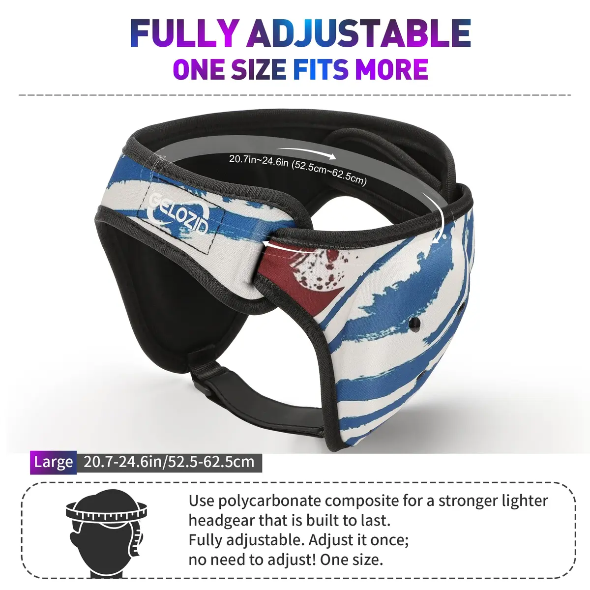 Gelozid Impact Protection Gear for Wrestling, MMA & BJJ | Adjustable Large Headgear (20.7-24.6in) - view 2