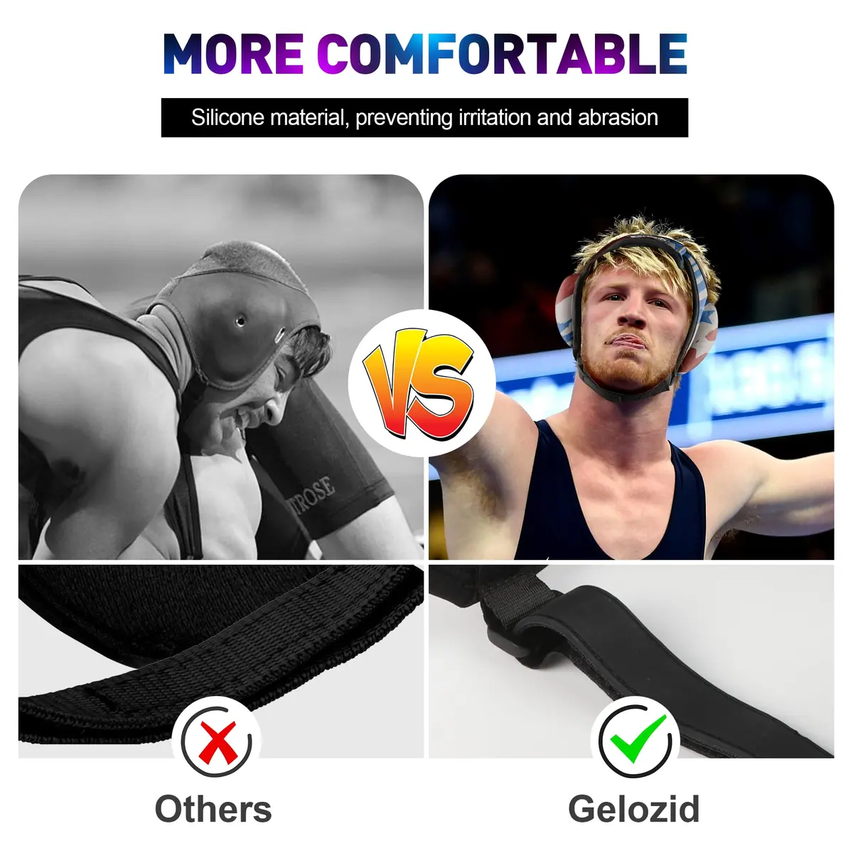 Gelozid Impact Protection Gear for Wrestling, MMA & BJJ | Adjustable Large Headgear (20.7-24.6in) - view 4