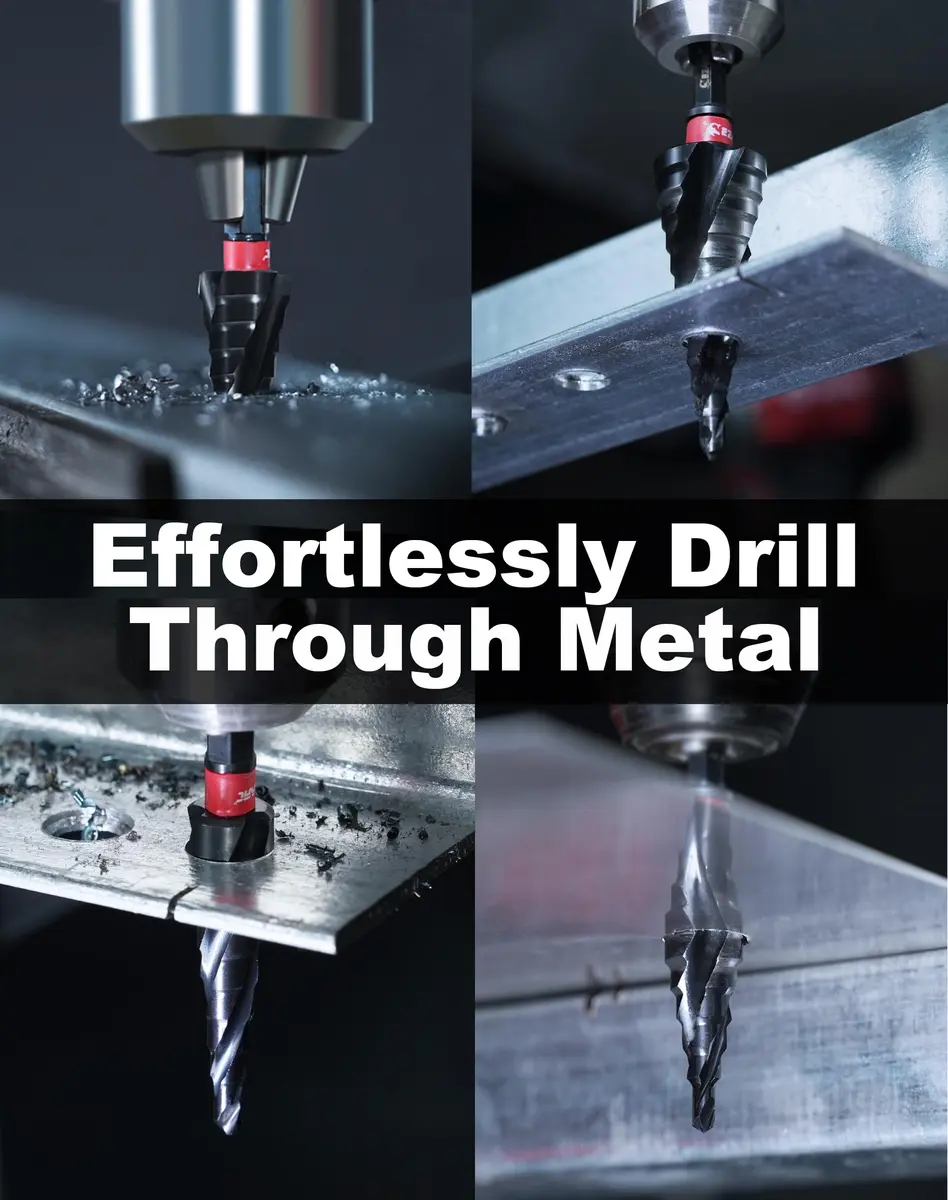 EZARC M35 Cobalt Step Drill Bit for Metal 1/4"-3/4" | 9 Step Sizes, Hex Shank, Coated with AlTiN - view 7