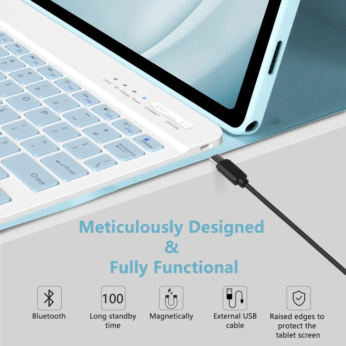 MMK Keyboard Case for Samsung Galaxy Tab A11+ / A9+ Plus 11inch | Blue, Detachable Keyboard, Long Battery - view 5