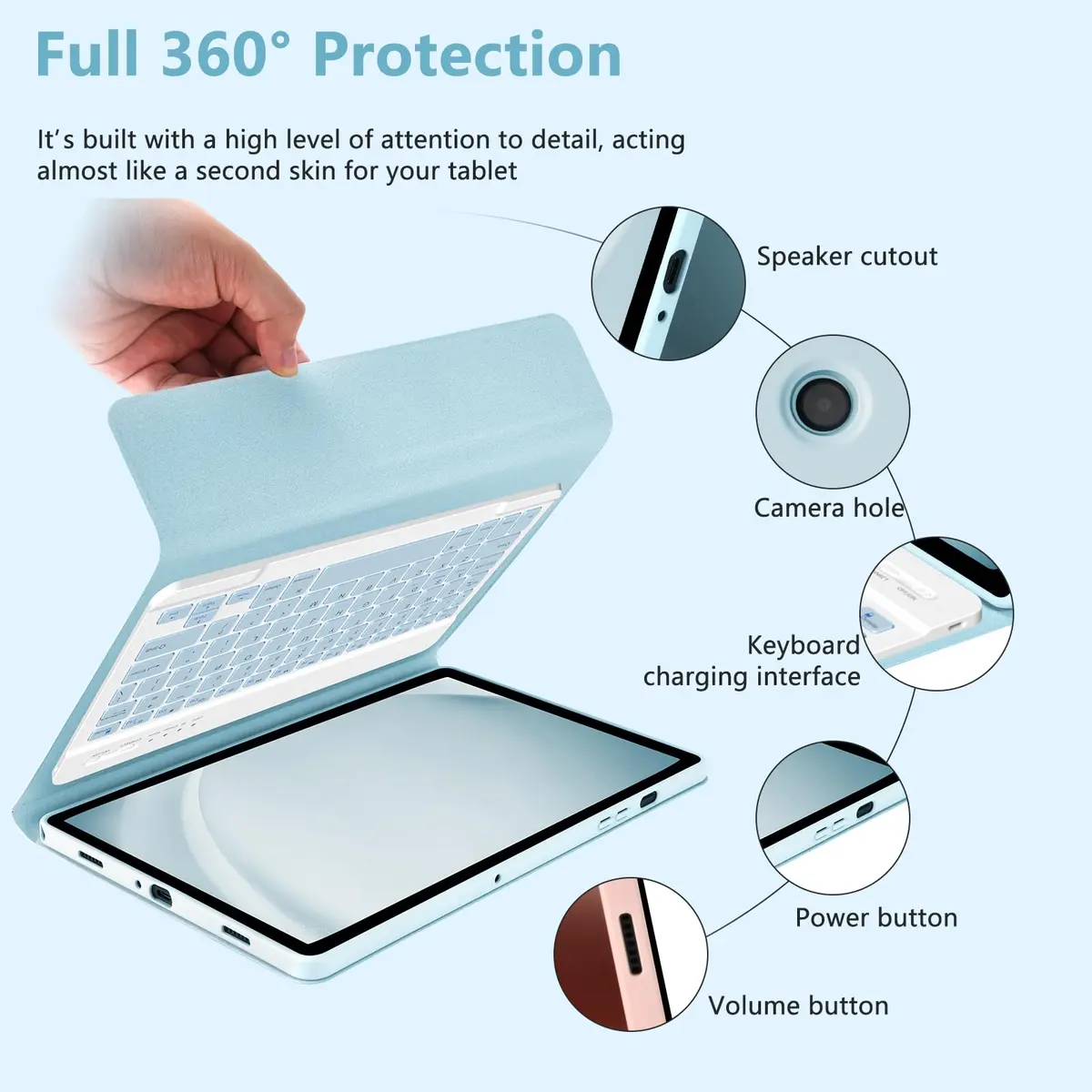 MMK Keyboard Case for Samsung Galaxy Tab A11+ / A9+ Plus 11inch | Blue, Detachable Keyboard, Long Battery - view 6