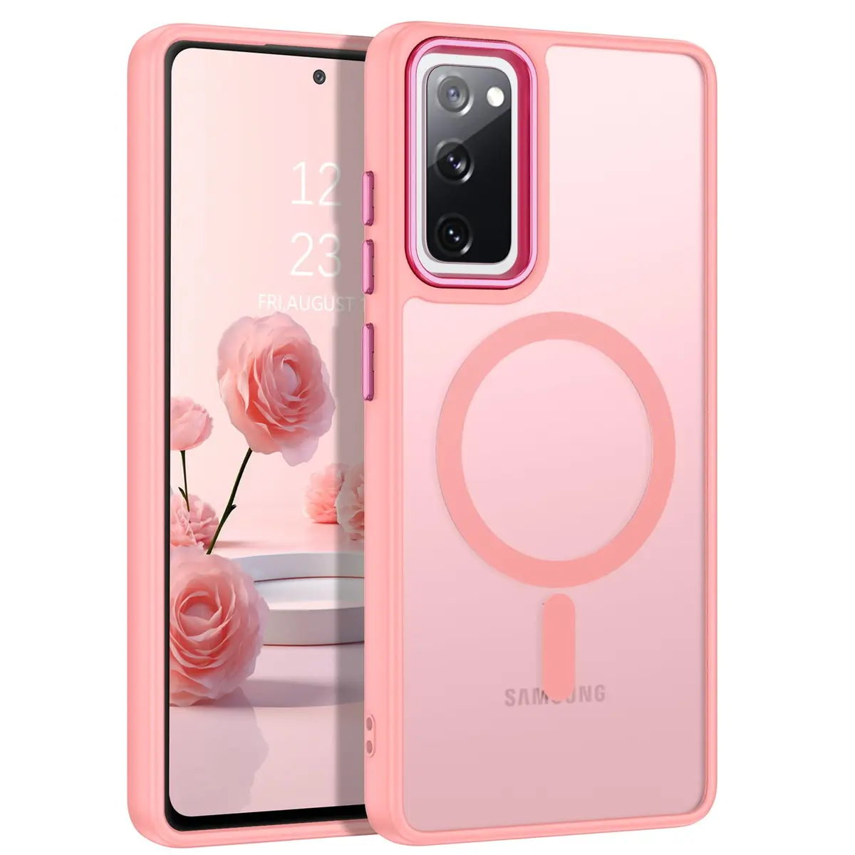 DUEDUE Magnetic Pink Phone Case for Samsung Galaxy S20 FE | Full Body Anti-Scratch Shockproof - main product image