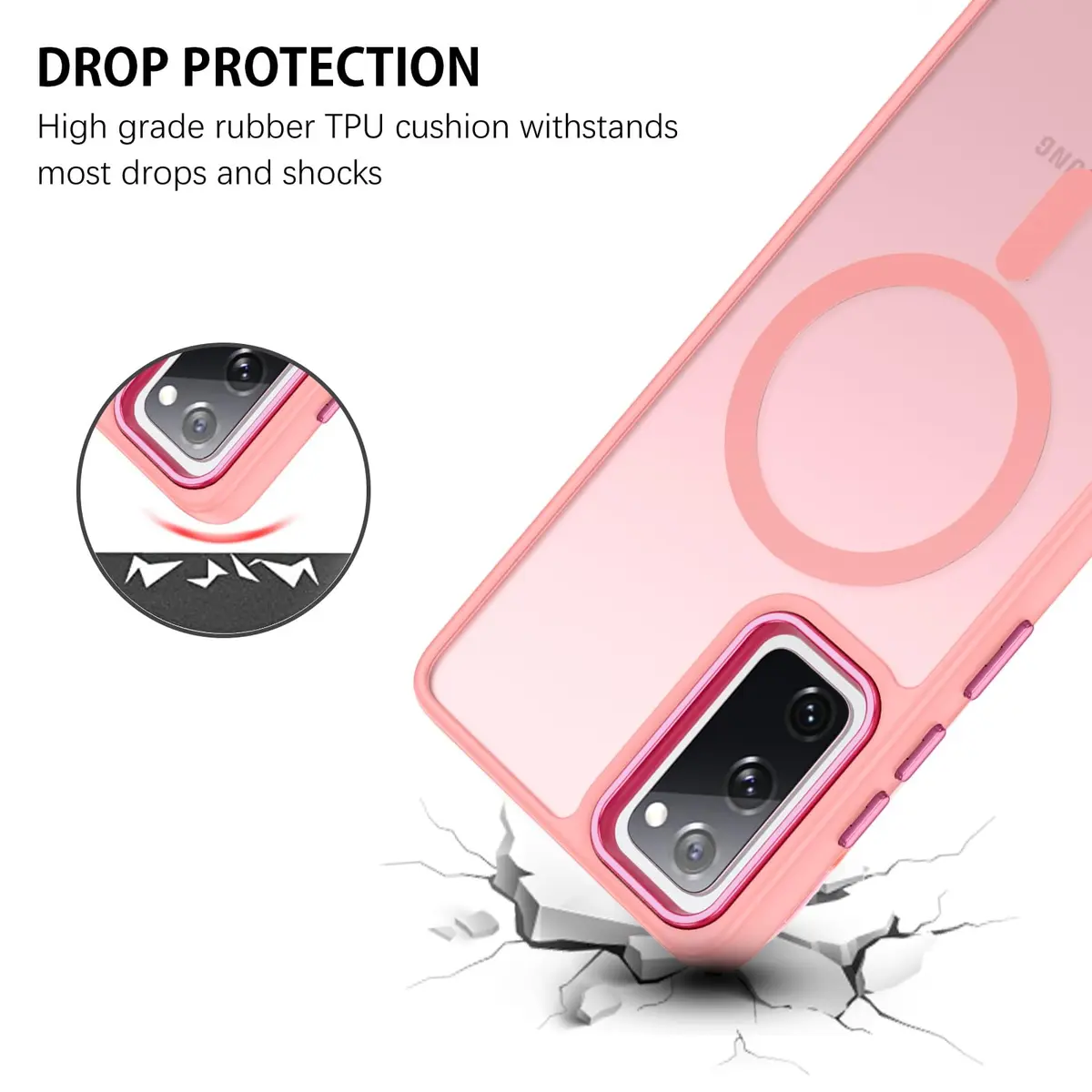 DUEDUE Magnetic Pink Phone Case for Samsung Galaxy S20 FE | Full Body Anti-Scratch Shockproof - view 7