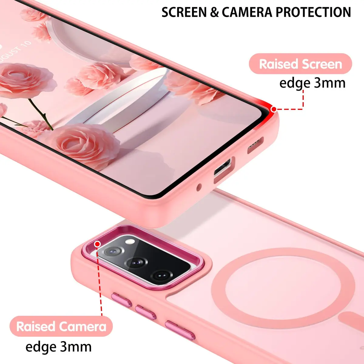 DUEDUE Magnetic Pink Phone Case for Samsung Galaxy S20 FE | Full Body Anti-Scratch Shockproof - view 8