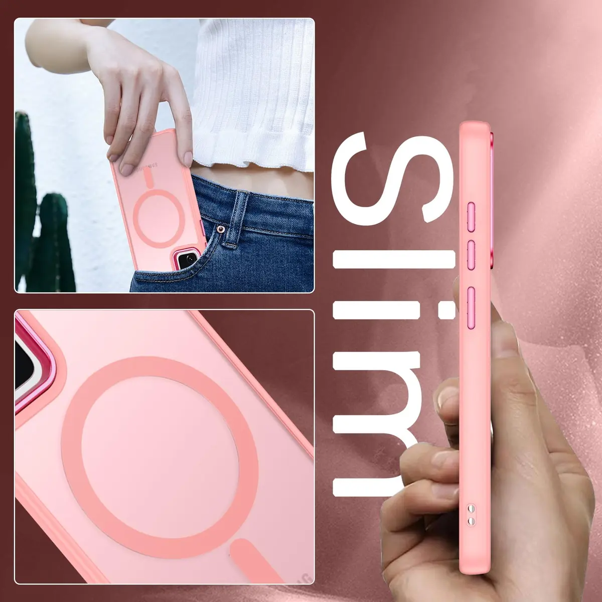 DUEDUE Magnetic Pink Phone Case for Samsung Galaxy S20 FE | Full Body Anti-Scratch Shockproof - view 3