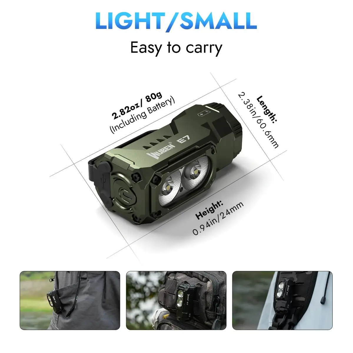 WUBEN E7 1800 Lumen Mini Flashlight with Magnet | Super Bright 6 Modes EDC Flashlight, IP68 Waterproof, Type-C LED - view 6