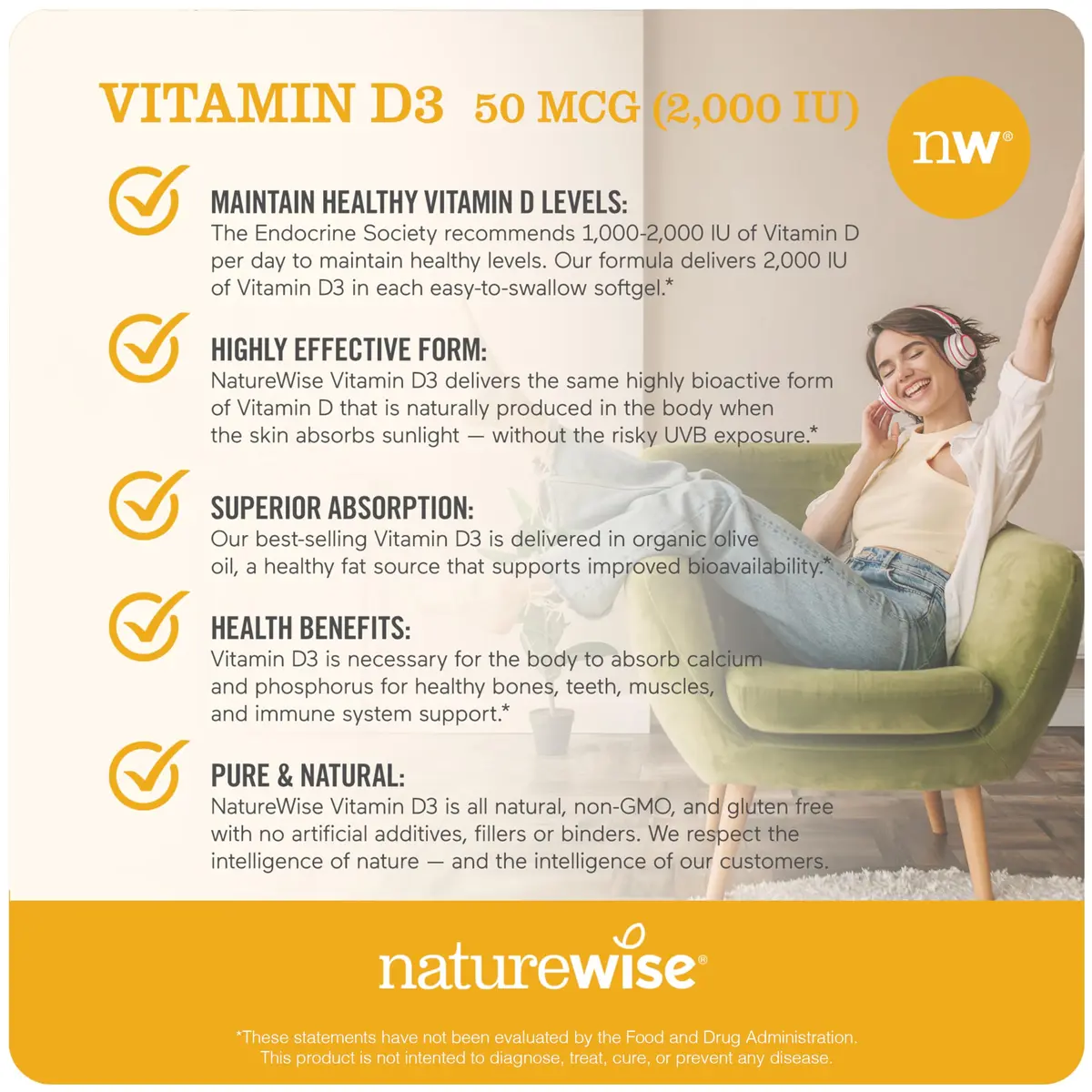 NatureWise Vitamin D3 2000iu 360 Count & Vitamin B12 1000mcg 60 Softgels | Energy, Immune & Muscle Support - view 4