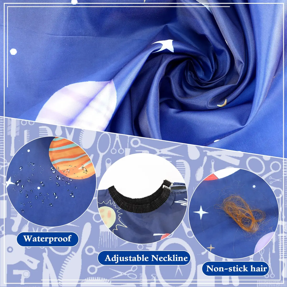 FEBSNOW 3Pcs Kids Hair Cutting Cape Professional Barber Cape for Children 139.7cm x 99.06cm | Fun Cartoon Patterns for Home & Salon Use - view 3